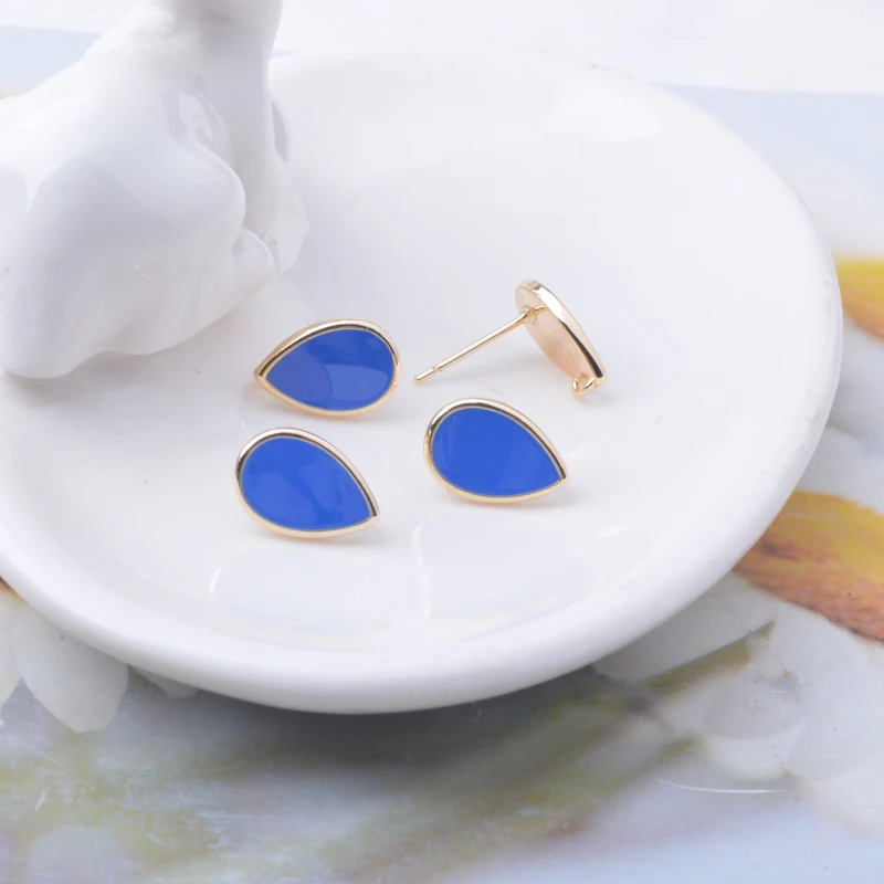 10 Stück Kupfer 18k vergoldete Emaille-Tropfen-Ohrringverbinder Ohrstecker-Set für die Herstellung von Ohrringen und Schmuck DIY – Detail 3