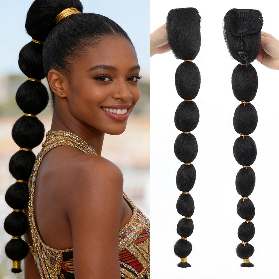 

Синтетический длинный афро-пучок, прямые косы-фонарики, прическа-пучок, накладка на резинке с застежкой-клипсой для чернокожих женщин