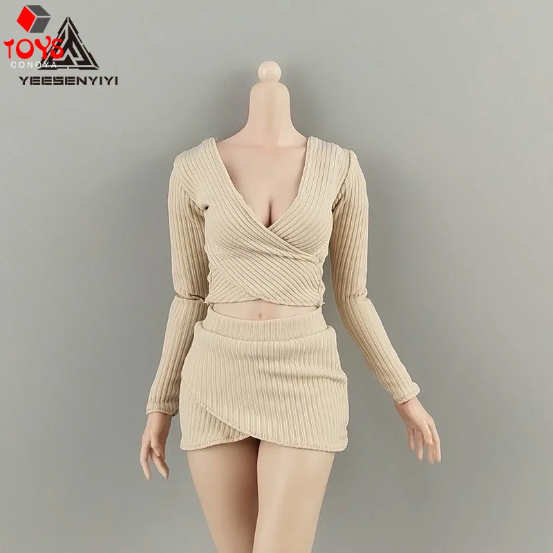 1/6 Scale Sexy V-neck Cross-Front Crop Top Short Skirt Clothes Model Fit 12" Female Soldier Action Figure Body Dolls