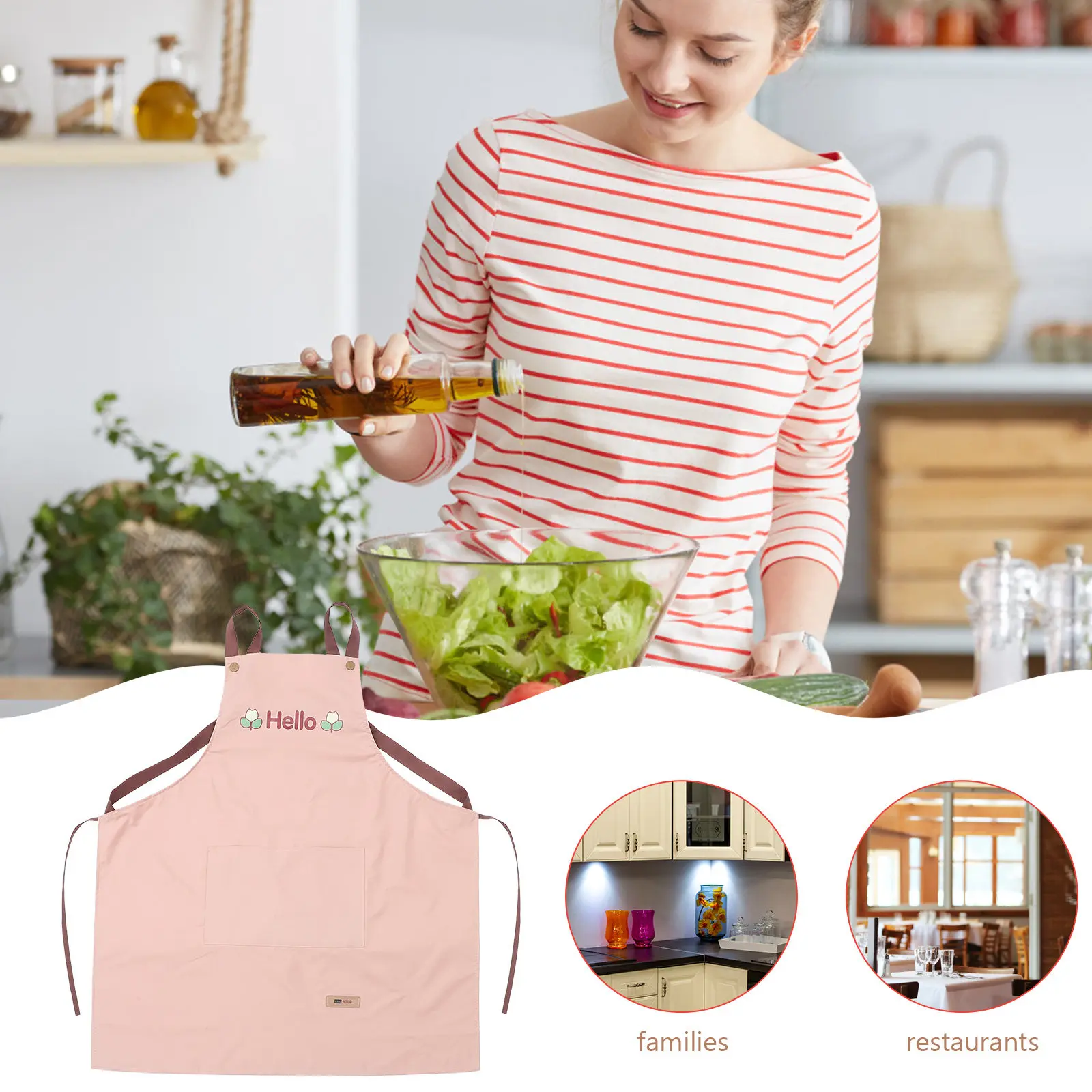 

Стильный водонепроницаемый кухонный фартук с регулируемым ремнем и карманом для готовки, выпечки, уборки, многофункциональный фартук-нагрудник