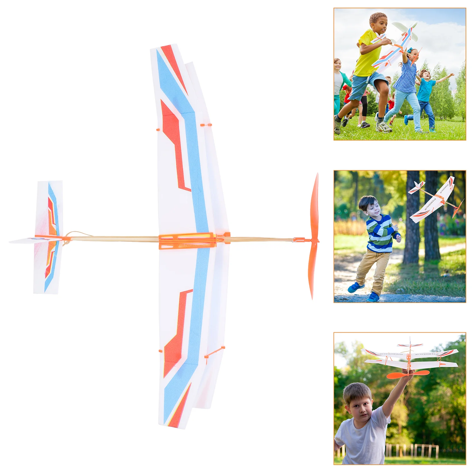 

Rubber Band Biplane Airplane Toys Kids DIY Glider Assemble Aircraft Outdoor for