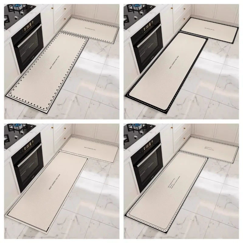 

Простой кухонный ковер, ПВХ кожа, водонепроницаемый, маслостойкий, износостойкий напольный коврик, противоскользящие коврики для ванной комнаты, легко чистящийся коврик