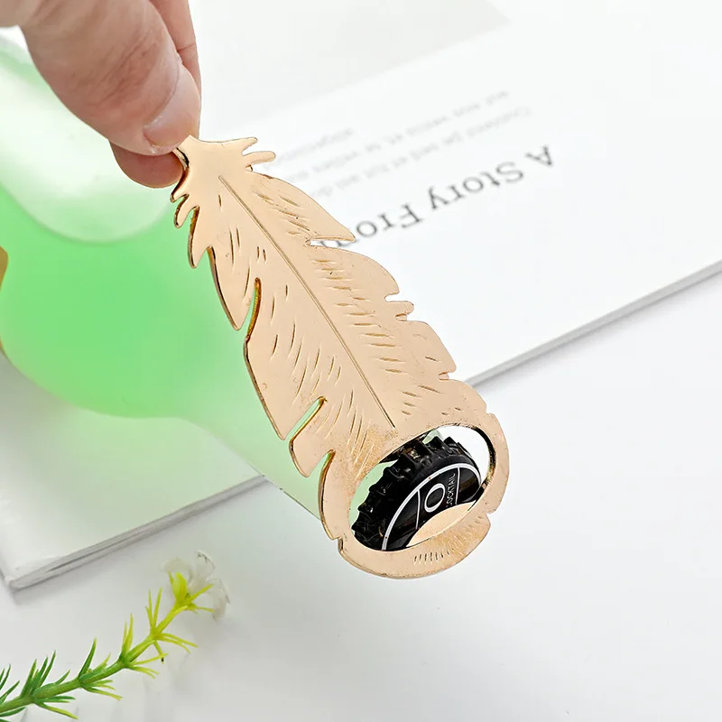 (20Pcs/lot) Bridal shower Party favors of Feather Bottle Openers for Wedding decorations gifts and wedding souvenirs for guests