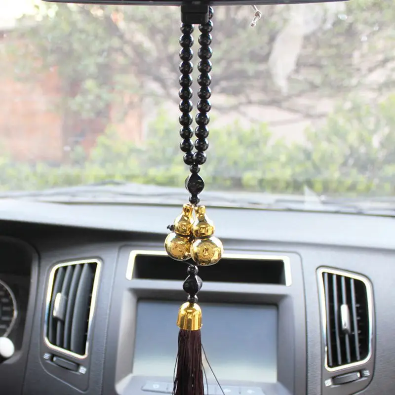 Car Pendants, Gold-plated Double Gourds And Lucky Pixiu Beads, Safe And Safe Transfer Beads, Rearview Mirror Car Pendants