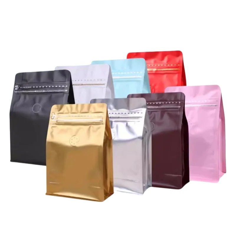 StoBag 20pcs Coffee Beans Packaging Bag with Valve Aluminum Foil Sealed for Powder Food Nuts Storage Stand Up Reusable Pouches