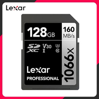 Original Lexar Professional SD Card 1066x 64GB 128GB 256GB Memory Card V30 U3 C10 SDXC Flash Card For 4K UHD Camera