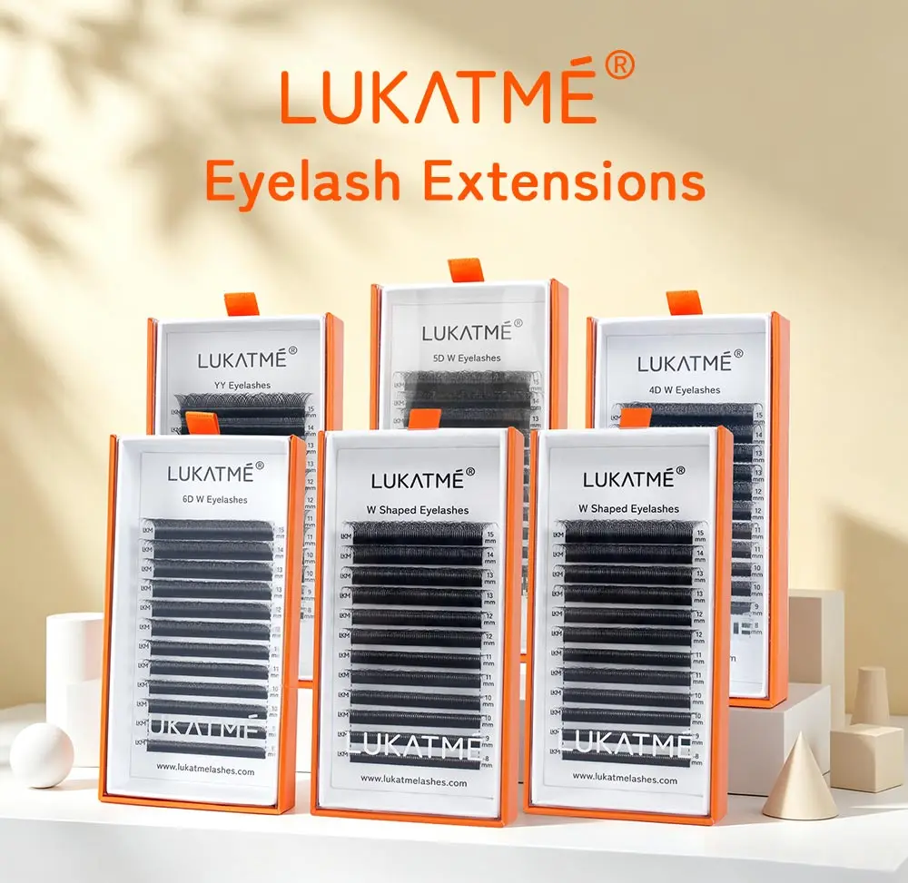 5 Stück/Box LUKATME Vorgefertigte Fächer YY W-Form Curl D/M 7-15mm Mix-Stil YY 4D 5D 6D 7D Großhandel Falsche Wimpern Zubehör Braune Wimpern – Detail 1