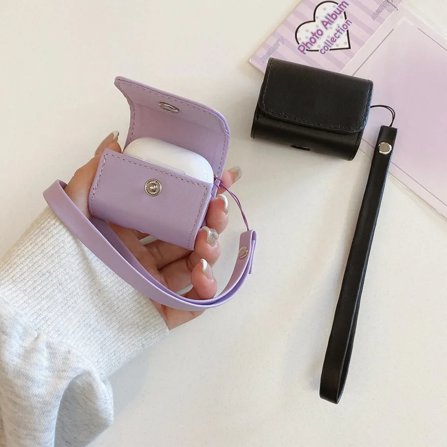 애플 에어팟 4 케이스용 단색 랜야드 가방, 에어팟 프로 2, 에어팟 3, 에어팟 2 커버, 패션 이어폰 커버, 에어팟 프로