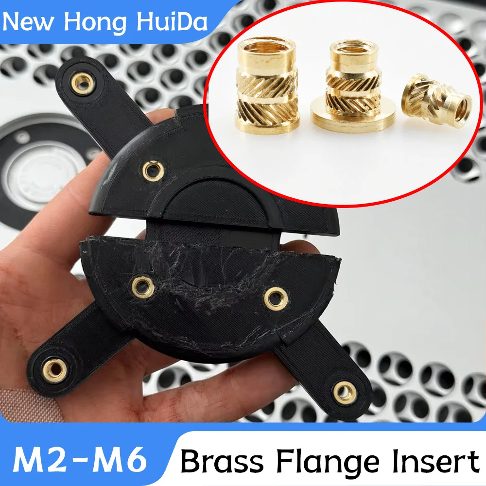 M2 M2.5 M3 M4 M5 M6 M8 Bass Flange Heat Insert Nut Thread Hot Melt Molding Injection Embedded Insertnut 3D Printer Plastic Part