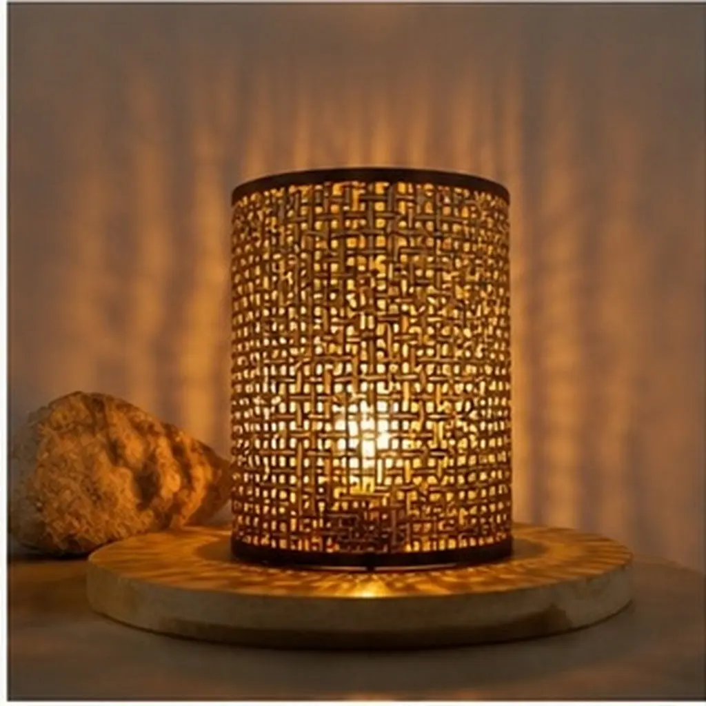 Rattan Lamp Shade for Table Lamp E14 E27 Base Natural Woven Drum Style Rustic Decorative Light Diffuser Warm Ambient Lighting