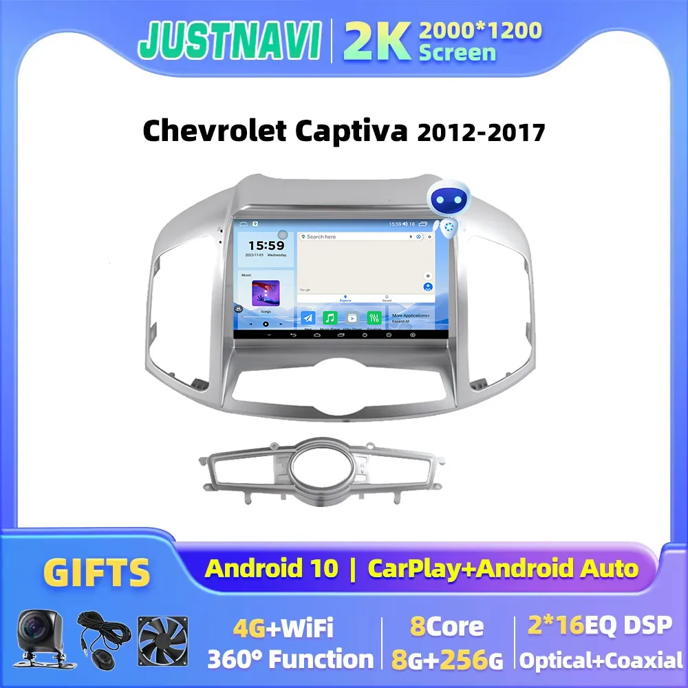 

JUSTNAVI For Chevrolet Captiva 2012-2017 Android 10.0 Car Radio Carplay Android Auto Video Player DSP 2 din 4G WIFI BT GPS RDS