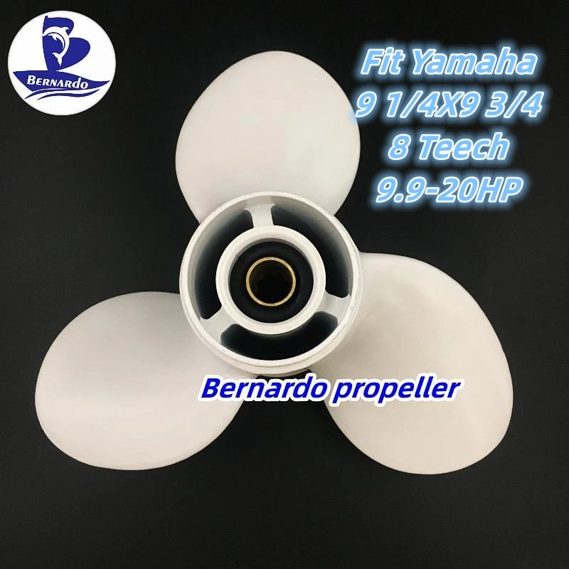 Bernardo Boat Propeller 9 1/4X9 3/4 For Yamaha 9.9 15 20HP Outboard Engines Motor Aluminum Alloy Screw 3 Blades 8 Tooth Spline