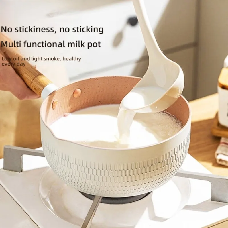 

1pc Blue/Green/White Non Stick Pan Milk Pot Baby Food Pot Snow Pan Frying And Boiling Integrated Induction Cooker Gas Universal