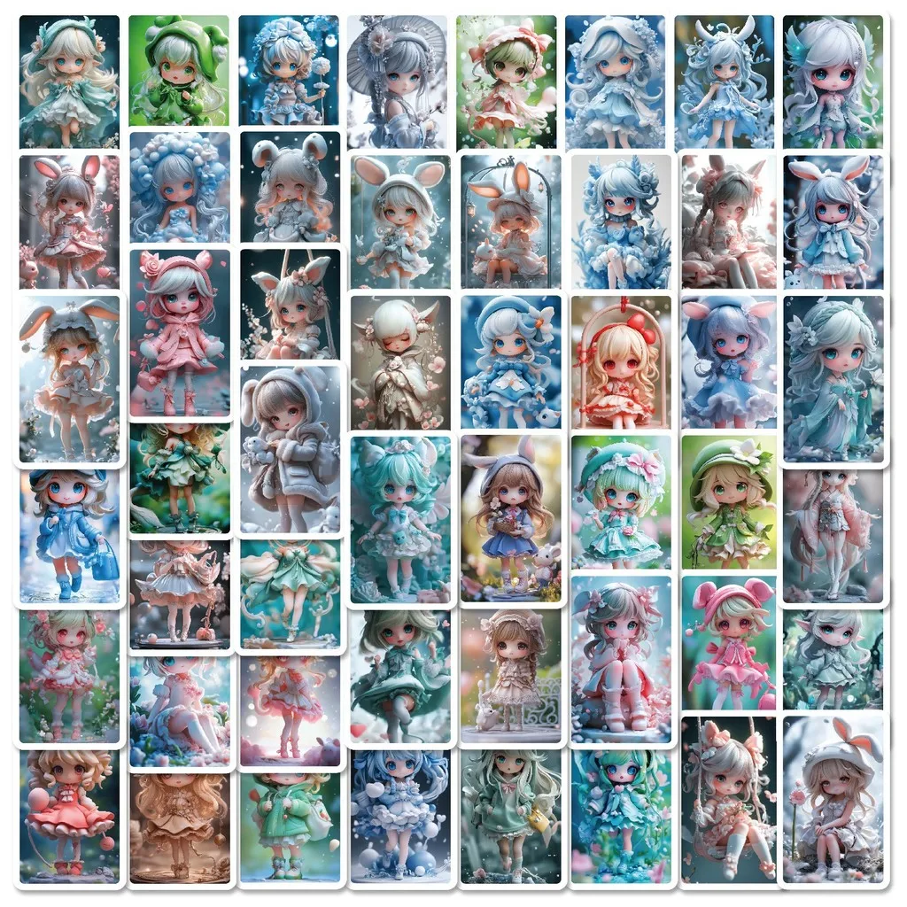 50Pcs Cartoon Fairy Anime Girl Stickers Maiden Decals for Journal Water Bottle and Luggage DIY Decoration Anime Worlds Store