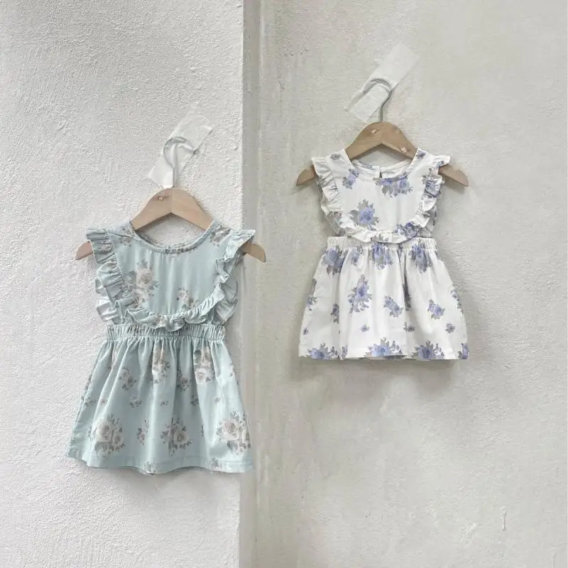 

2024 Autumn New Baby Girl Sleeveless Dress Kids Girls Corduroy Fly Sleeve Princess Dress Infant Cotton Dress Kids Clothes