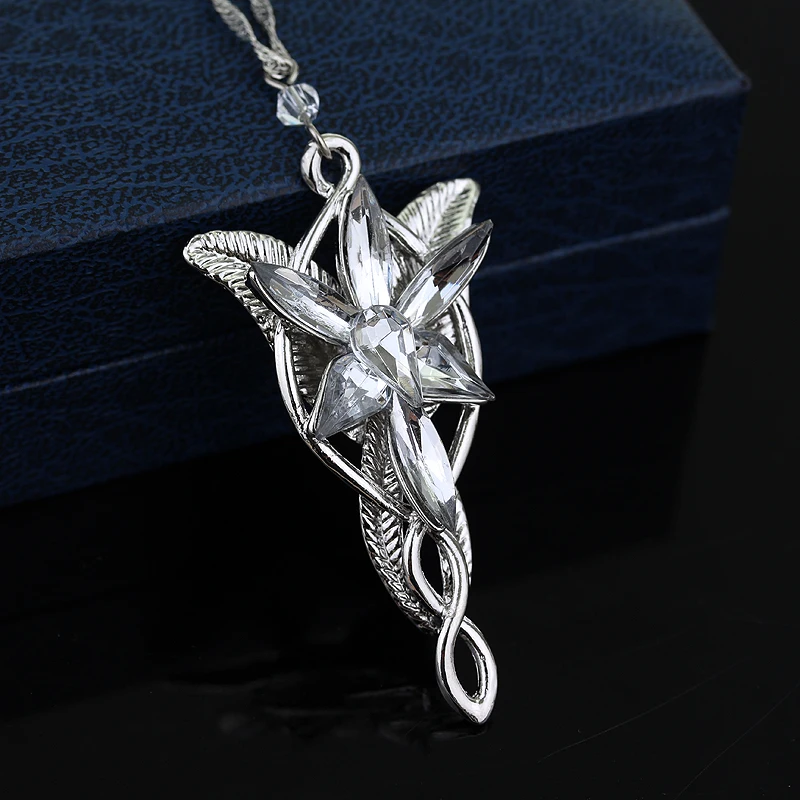 Movie The Lord Arwen Evenstar Necklace Elf Princess Arwen Twilight Star Crystal Pendant Necklaces for Women Choker Jewelry Gift