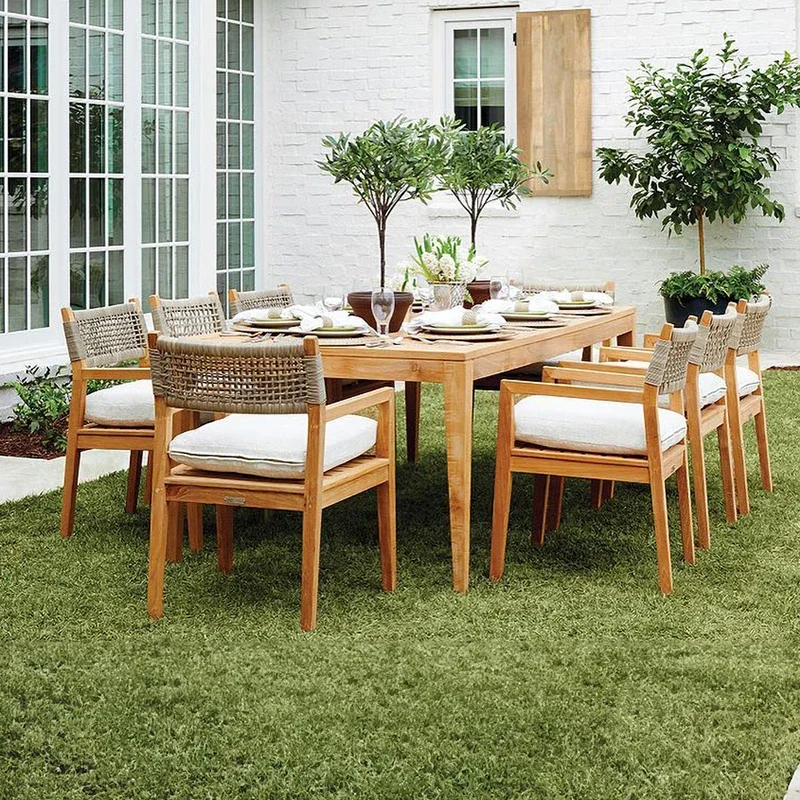 Outdoor Teak Table And Chair Set Modern Minimalist Style Waterproof And Anti-corrosion Durable Villa Garden Chair