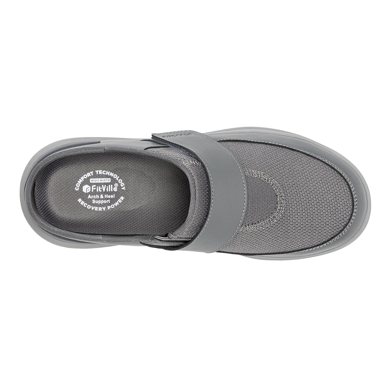 FitVille Diabetiker-Schuhe mit breiter Zehenpartie für Herren, Slipper zum Hineinschlüpfen, Clogs für geschwollene Füße, verstellbare, atmungsaktive Flip-Flops – Detail 15