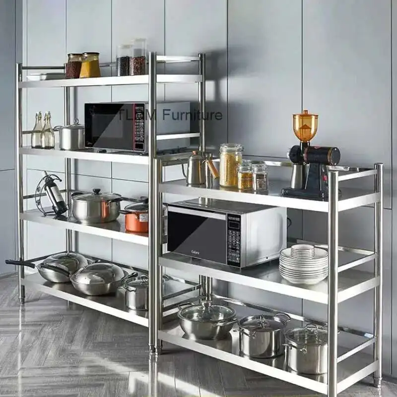 

Floor-standing Kitchen Cabinets Stainless Steel Storage Shelves Microwave Storage Rack Home Furniture Multilayer Kitchen Cabinet