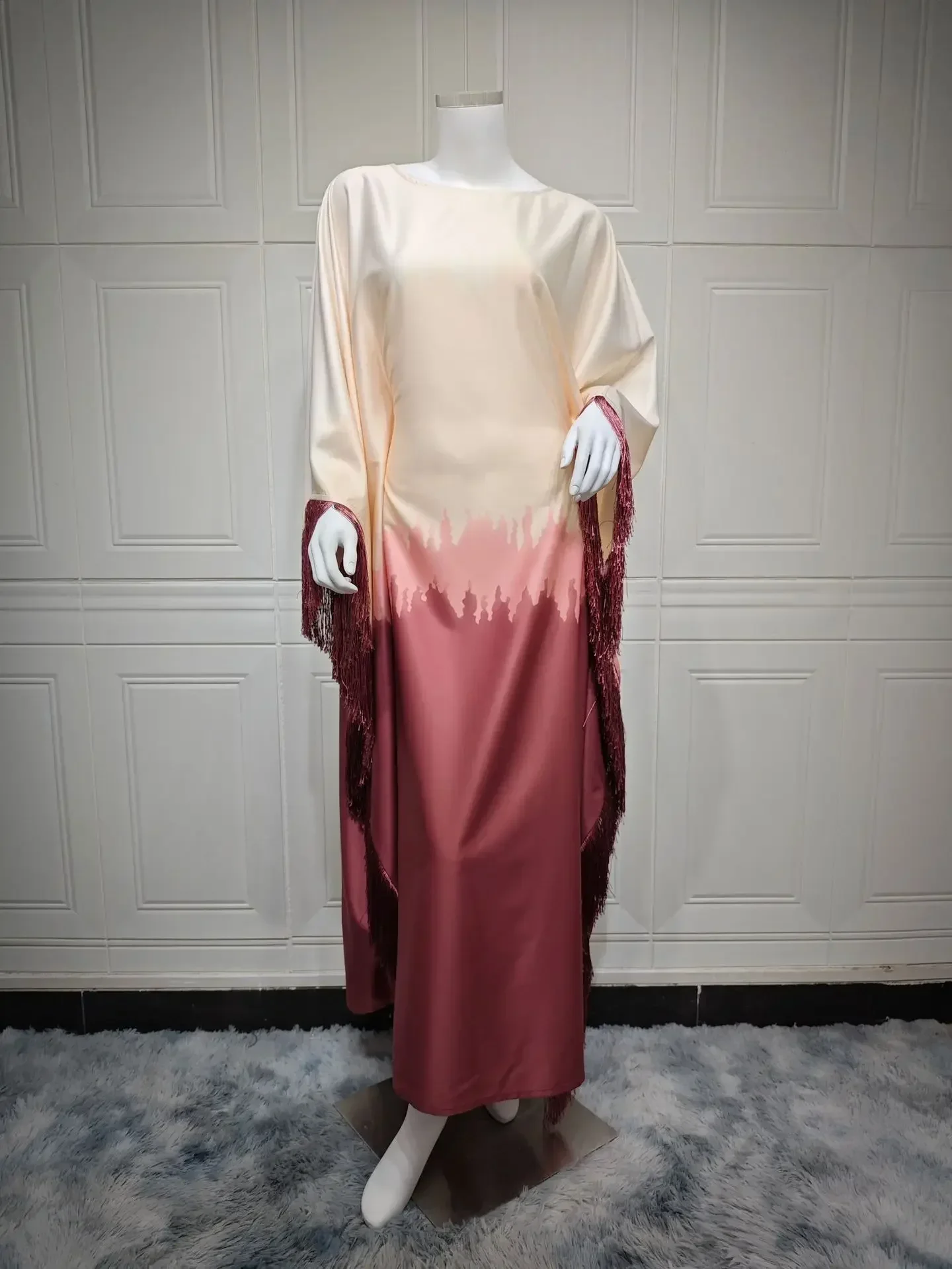 Borla abaya borboleta vestido dentro do cinto gradiente impressão muçulmano festa vestidos longos abayas para mulheres dubai roupas islâmicas de luxo