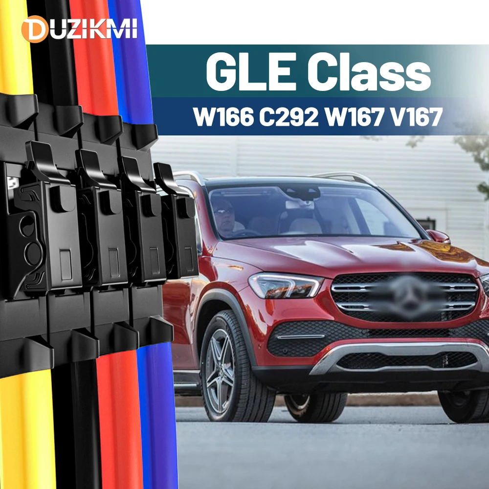 

For Mercedes Benz GLE Class W166 C292 W167 V167 2015-2023 2018 2019 2020 2pcs Front Windshield Windscreen Wiper Blades Red Blue