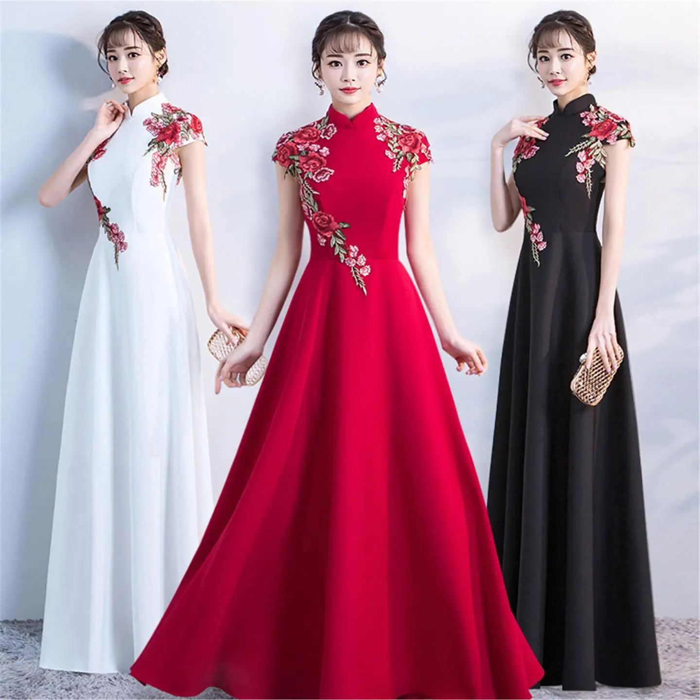 Ele européen Sle jupe longue Performance Costume femme Faion ow hôte recitation Performance Chœur Ensemble Dr