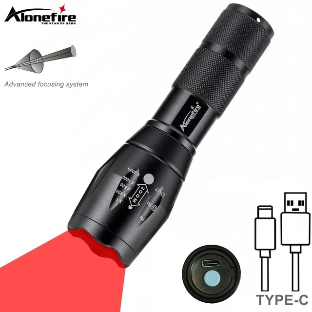 Zoom czerwone/zielone/niebieskie światło latarka LED USB akumulator na zewnątrz polowanie pszczelarstwo wędkarstwo piesze wycieczki podróż lampa kempingowa latarka