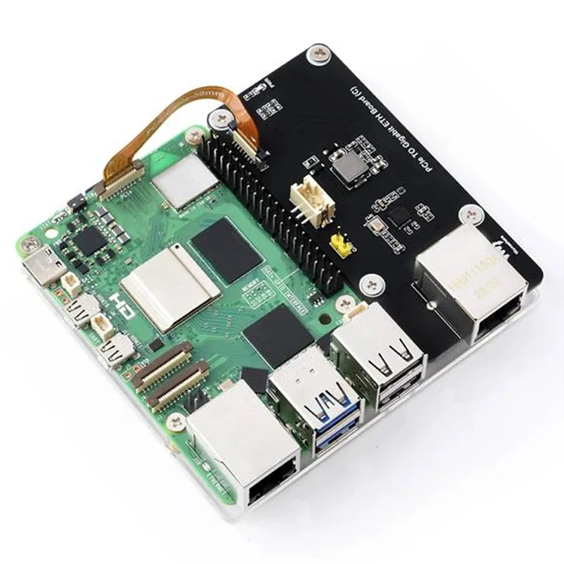 PTST لـ Raspberry Pi 5 Pcie إلى Gigabit ETH لوح مهايئ يدعم Rpi OS خالية من السائق للوحة Pcie إلى Gigabit ETH سهلة التركيب #4
