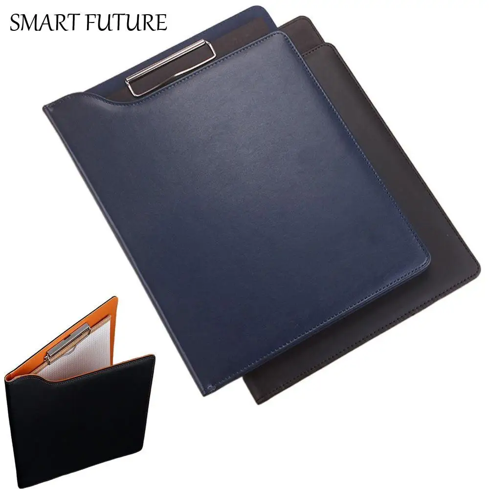 

With Cover A4 File Folder Clipboard With Pen Holder Waterproof PU Leather Writing Clip Non-slip Multifunctional