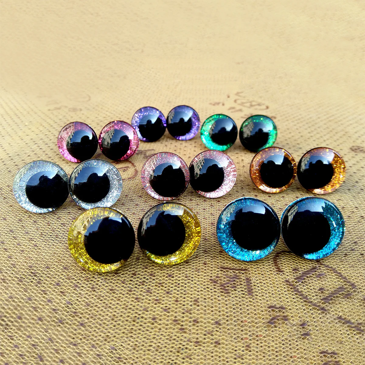 10pair 3D Glitter Trapezoidal Safety Eyes Amigurumi For Crochet Toys Plush Clear Crooked Pupils Eyes Big Size 16/18/20/22/25mm