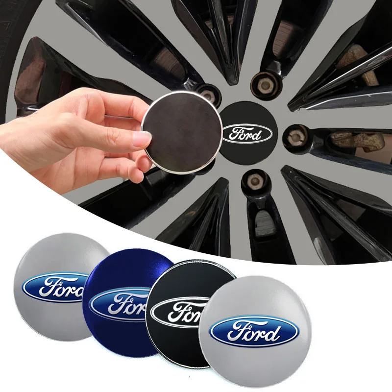 4Pcs 56mm Car Hubcap Wheel Centre Hub Caps Emblem Sticker For Ford ST Racing RS S Mustang Kuga Fiesta Fusion Mondeo Edge