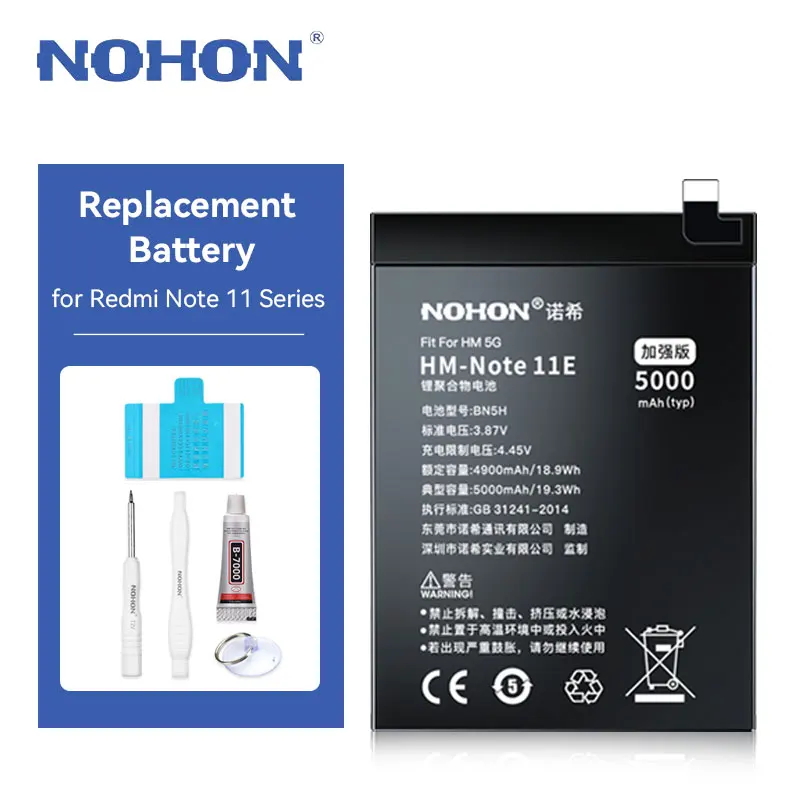 NOHON BM5A Battery for Xiaomi Redmi Note 11 Pro/Note 11T Pro/11E Pro/11E/11Pro Plus/Poco X4 GT/Poco M5/Poco X4 Pro Replacement