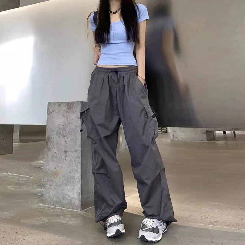 

Y2K Loose-Fit Cargo Pants for Women Hip Hop Style Wide Lady Girls Trousers Women Clothing Streetwear