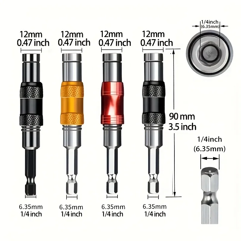 1pc Hex Magnetic Ring Screwdriver Bits Drill Hand Tools 1/4' Drill Bit Extension Rod Quick Change Holder Power Drill Socket Adap view 2