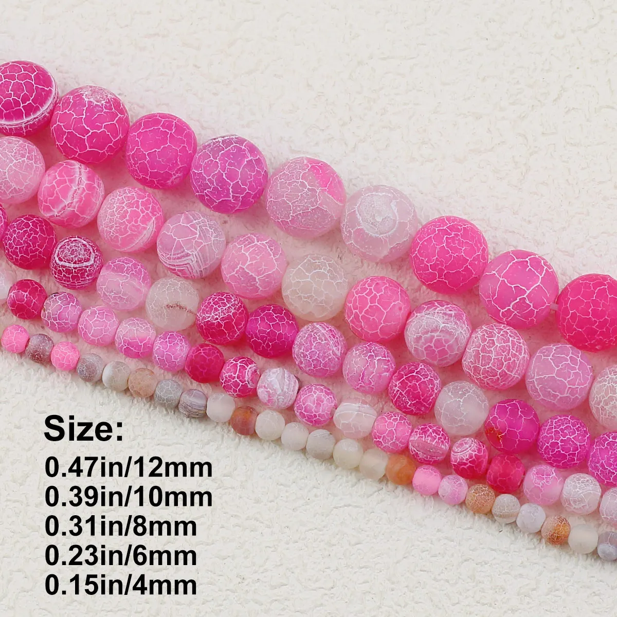 4/6/8/10mm Natural Pink Weathered Agate Beads Frosted Stone Loose Beads for DIY Necklace Bracelet Jewelry Making Accessories