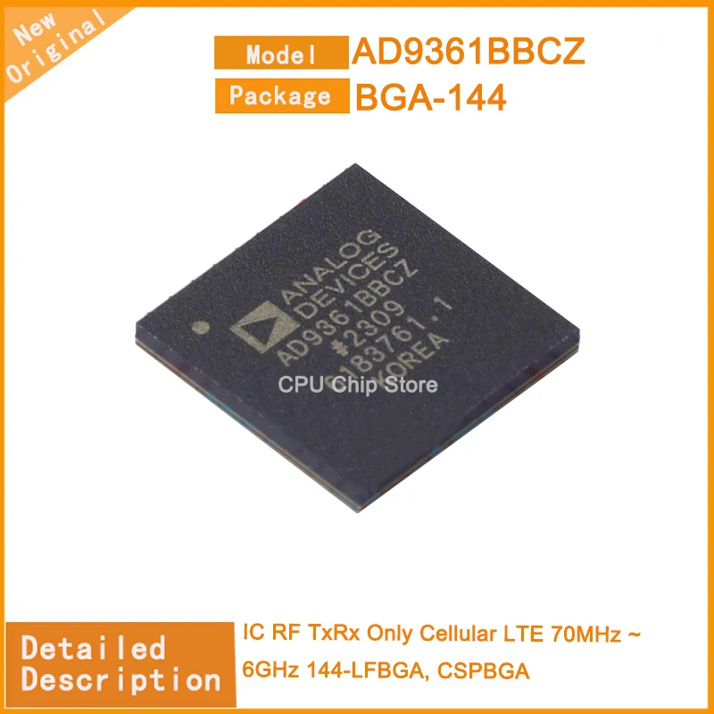 1~5Pcs  New Original   AD9361BBCZ  AD9361  IC RF TxRx Only Cellular LTE 70MHz ~ 6GHz 144-LFBGA, CSPBGA