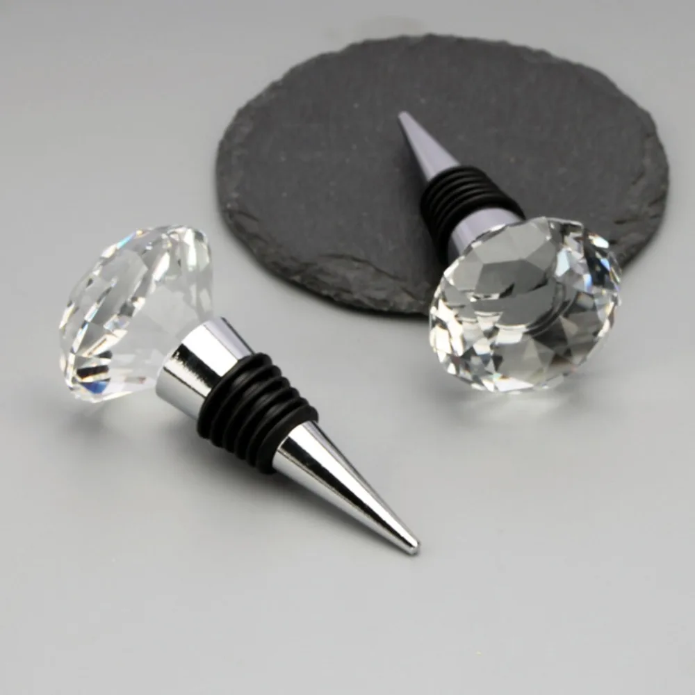 2PCS Bar Tool Zinc Alloy Diamond Wine Stopper Decorative Conical Wine Bottle Cork Reusable Crystal Wine Bottle Stopper Gift view 3