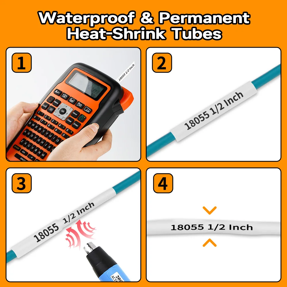 E1000 PRO Label Maker Machine with Tape Multiple Font Icon for for Electrician Factory Office Asset Management, USB-C for Powe