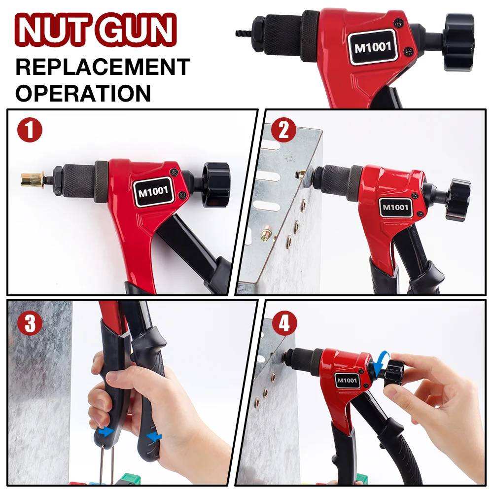 手動リベットナットガン、M3 M4 M5 M6 家庭用多仕様リベッティングマシン、ポータブル多機能リベッティングツール、インサートリベットナットクイックリベッティングツール
