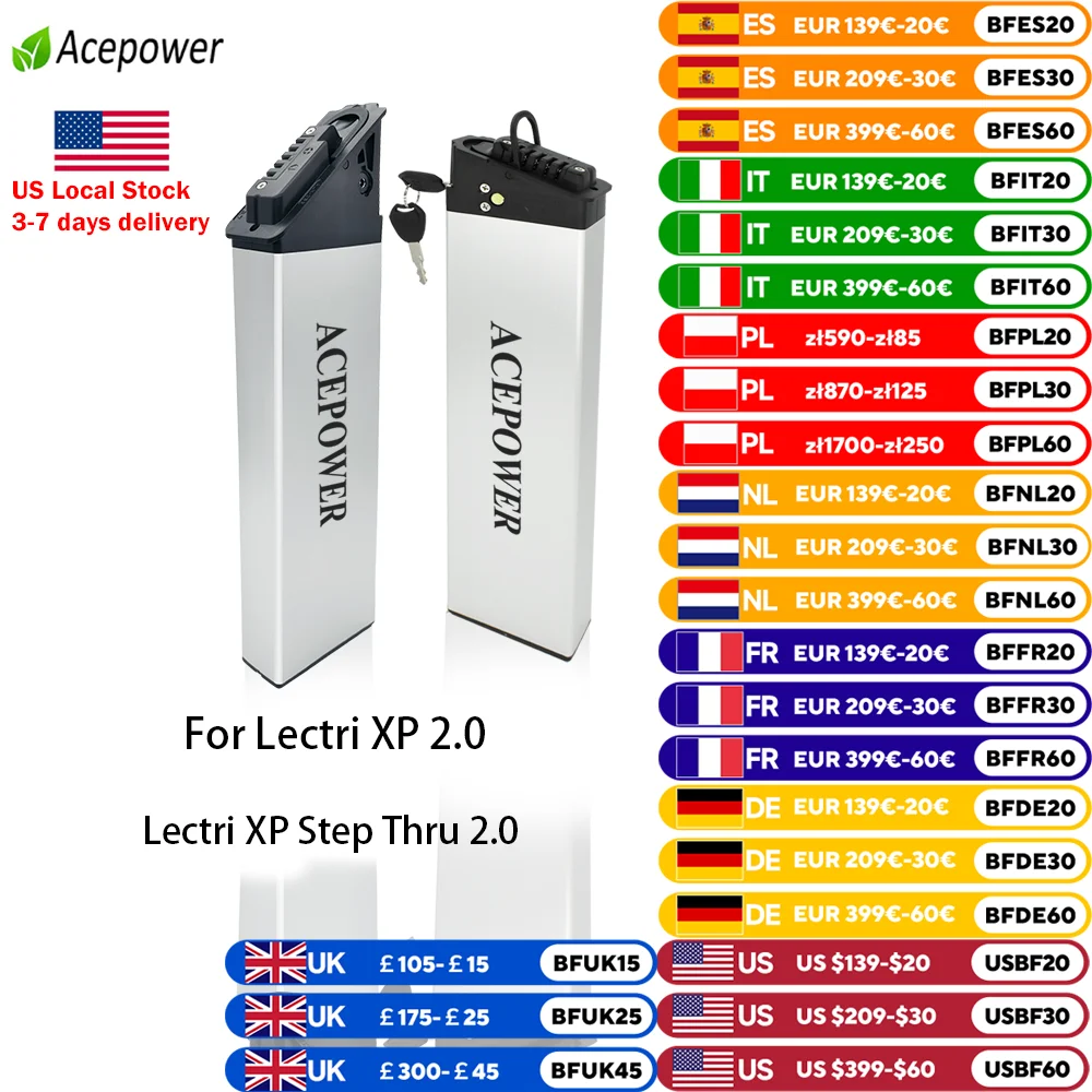 For Lectri XP 2.0 Lectri XP Step Thru 2.0 Ebike Battery 48V 10.4Ah 12.8Ah 14Ah Battery for Lectri XP 2.0 Lectri XP Step Thru 2.0