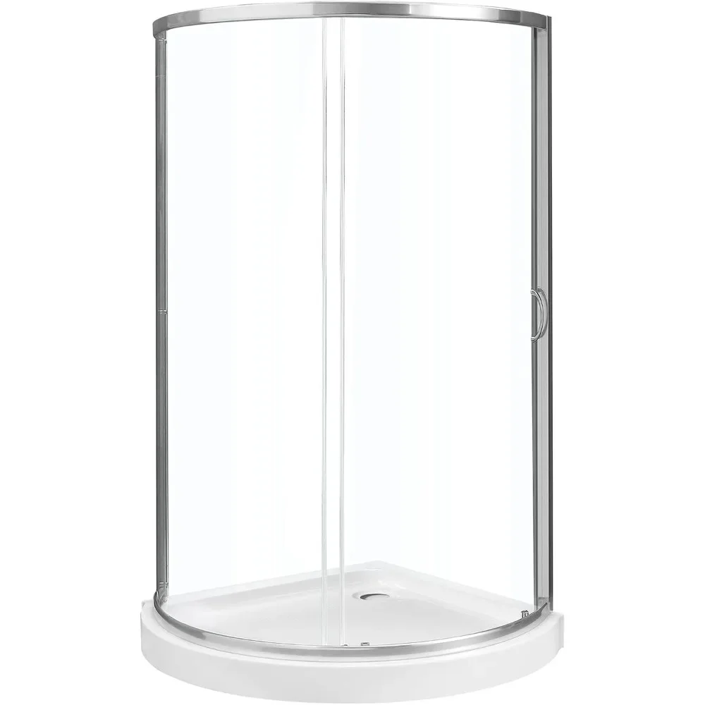 Breeze 32 in. Corner Shower Sliding Door, With Base, Clear Glass and Satin Nickel Finish