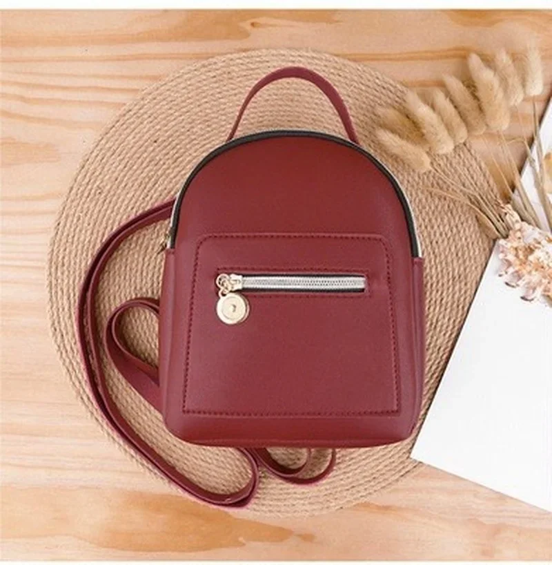 

Mini Backpack Women PU Leather Shoulder Bag for Teenage Girls Kids Multi-Function Small Bagpack Female Ladies School Backpack