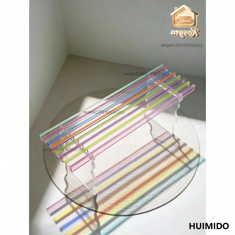 Acrylic rainbow bench Nordic home door ins stool bedroom dining room long strip creative balcony transparent stool