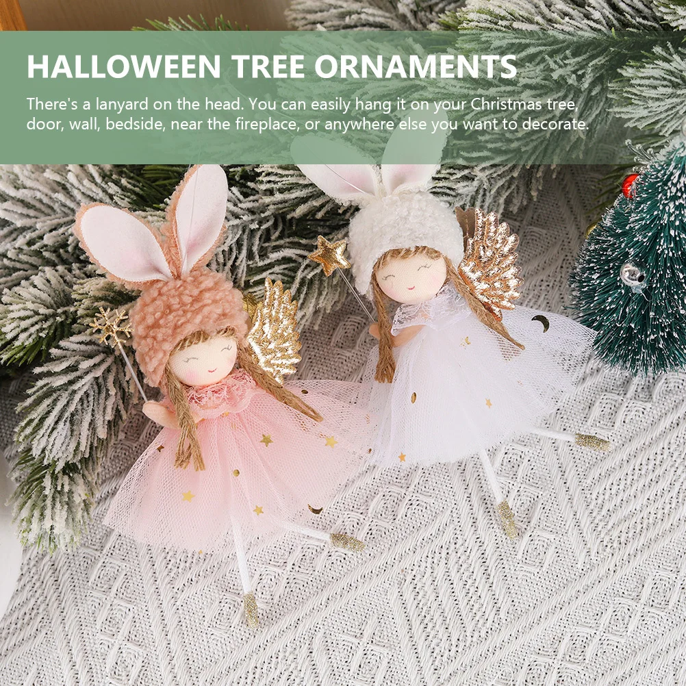 

2Pcs Angel Pendant Christmas Hanging Ornaments Gauze Skirt Christmas Tree Decorations Lovely Gifts Halloween Ornaments