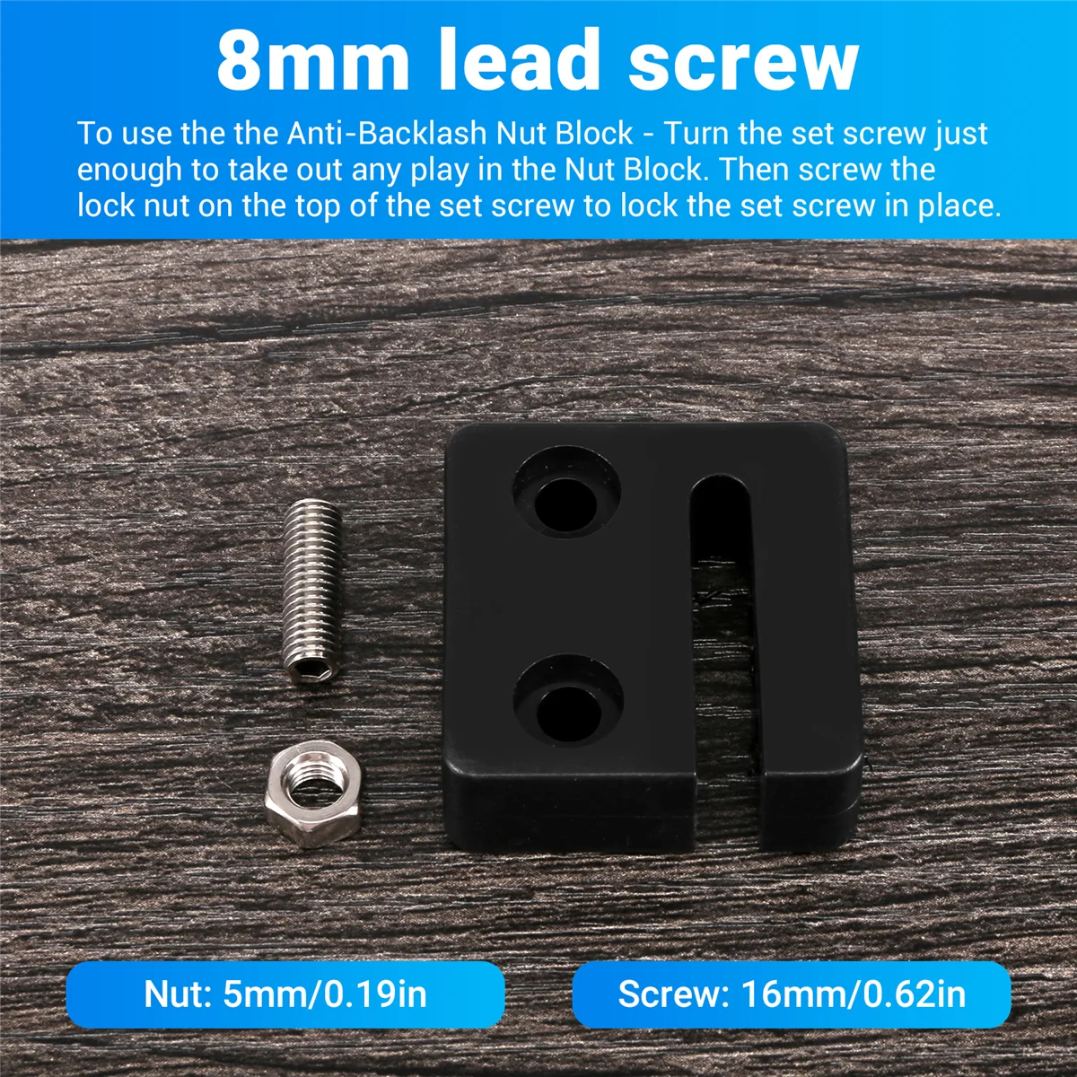 【Сначала только!】Блок гаек T8 с защитой от люфта для метрического ходового винта Acme диаметром 8 мм для