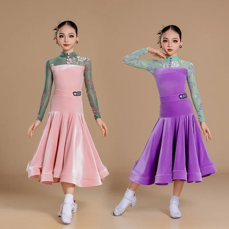 Customized Modern Dance Dress Ballroom Dance Standard Waltz Practice Performance Competition Costume Children's Art Exam Skirt
