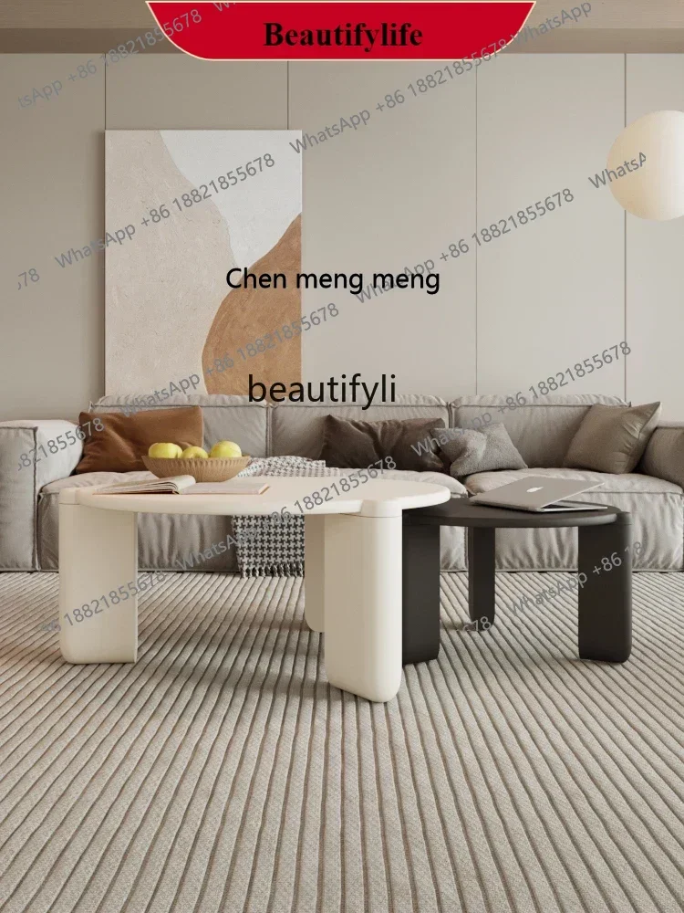 

G153 Sili Cream round Tea Table Combination Large and Small Apartment Type Living Room Modern Minimalist Design Shaped Solid Woo