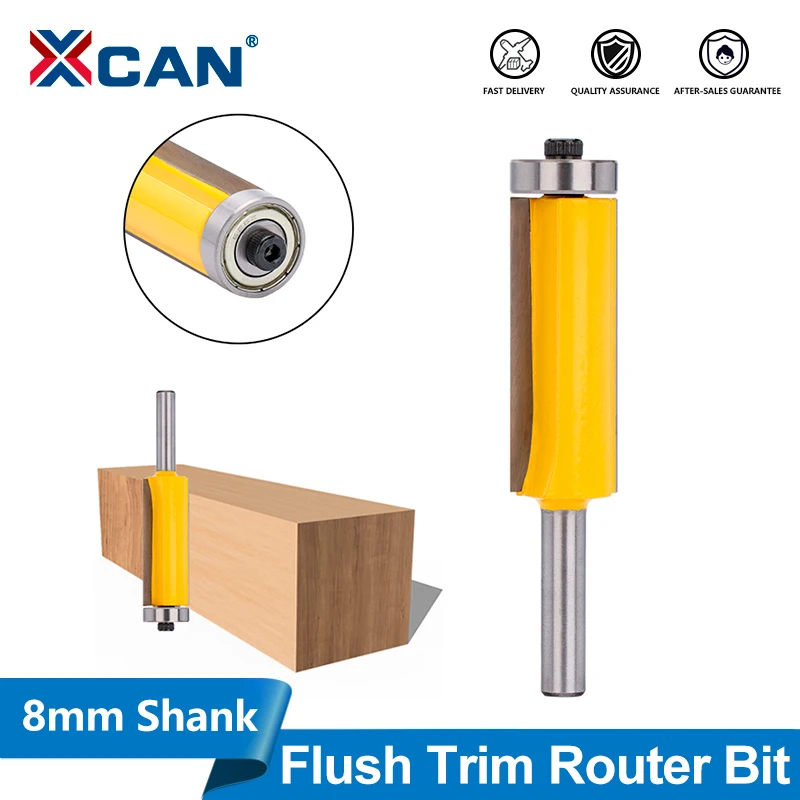 XCAN 1pc 8mm Schaft Flush Trim Muster Router Bit Top Lager Bit Hartmetall Fräser Holz Router Bit für Holzbearbeitung