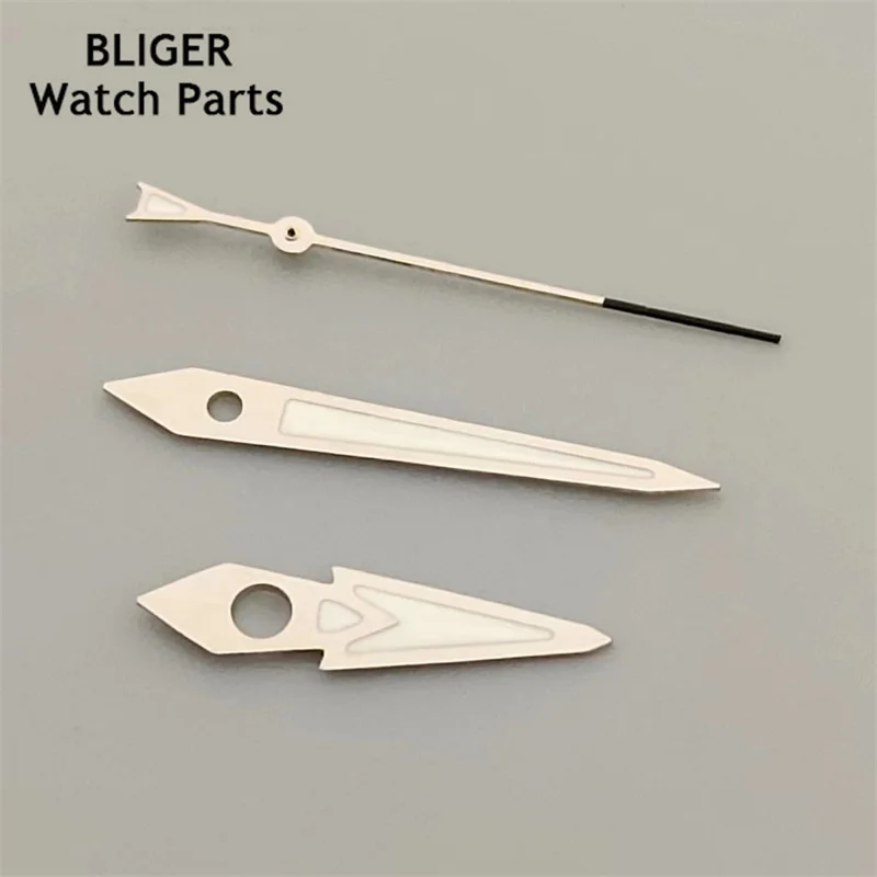 BLIGER Silver NH35 Watch Hands C3 Green Luminous For NH35 Automatic Movement Modified Replacement Watch Parts Accessories