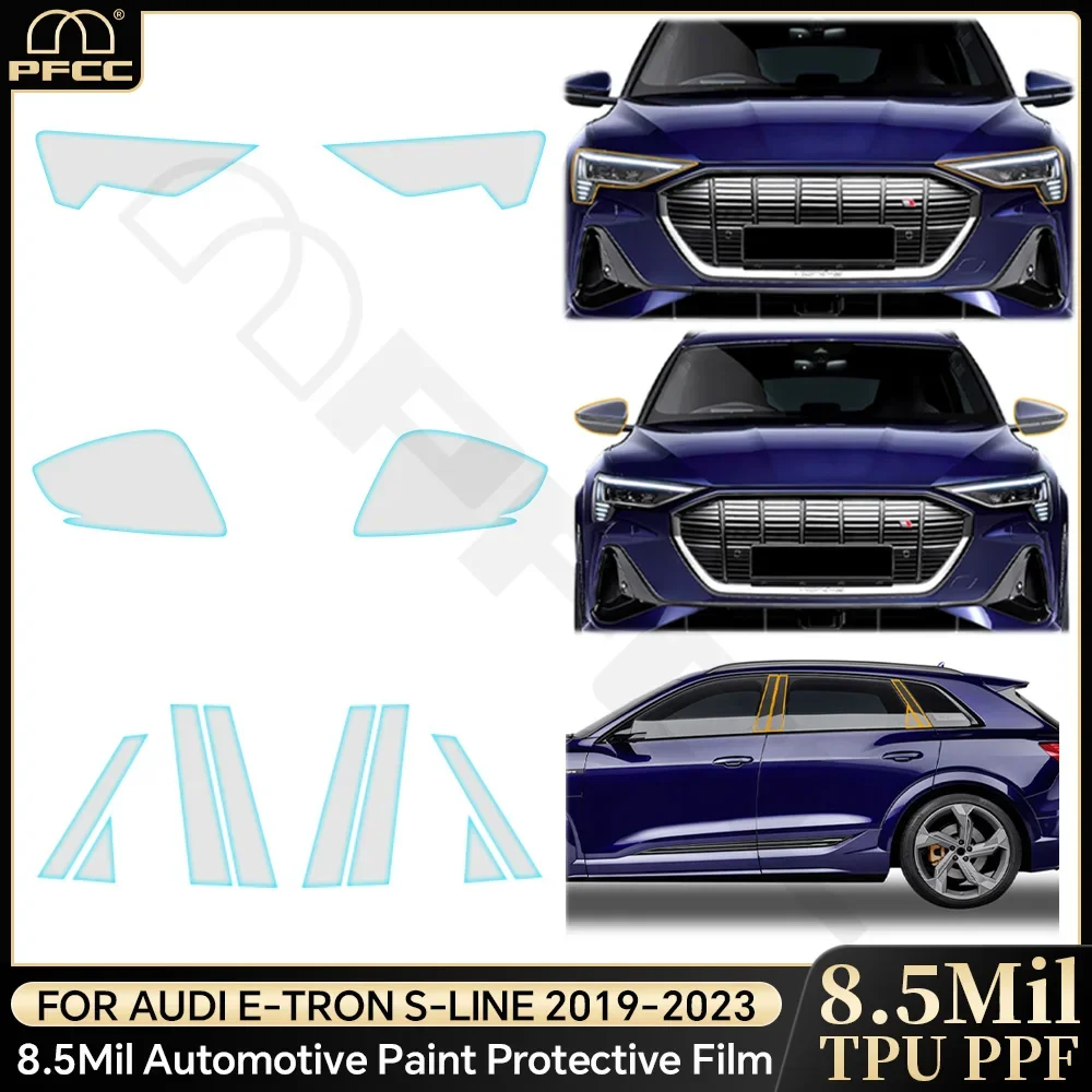 

For AUDI E-TRON 2019-2023 Anti-collision TPU Original Transparent Protection Film H2PCS Car TPU Front Headlights Film